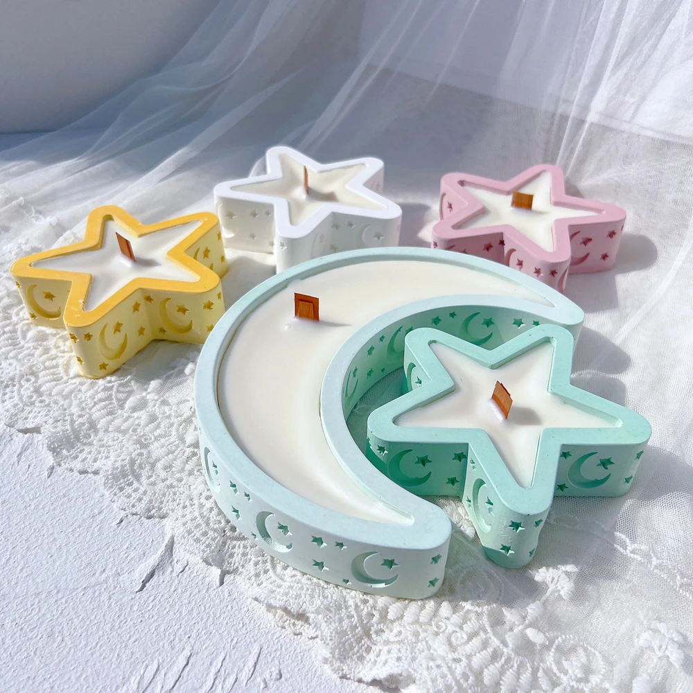 

Eid Mubarak Moon Star Candle Mold Ramadan Kareem Plate Resin Silicone Mold Islam Muslim Tray Cement Concrete Planter Mold