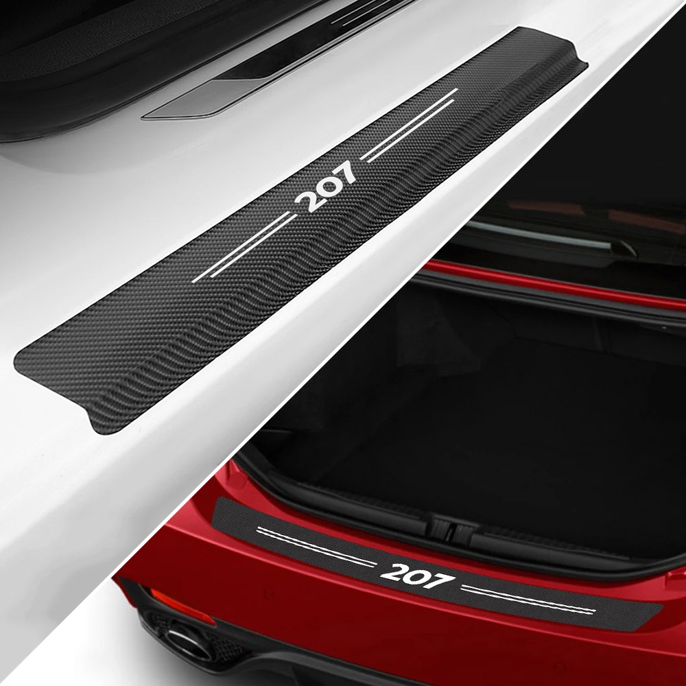 

5PCS Car Styling Trunk Rear Bumper Stickers Door Sill Threshold Decals For Peugeot 207 Auto Guard Protector Accessories Decor