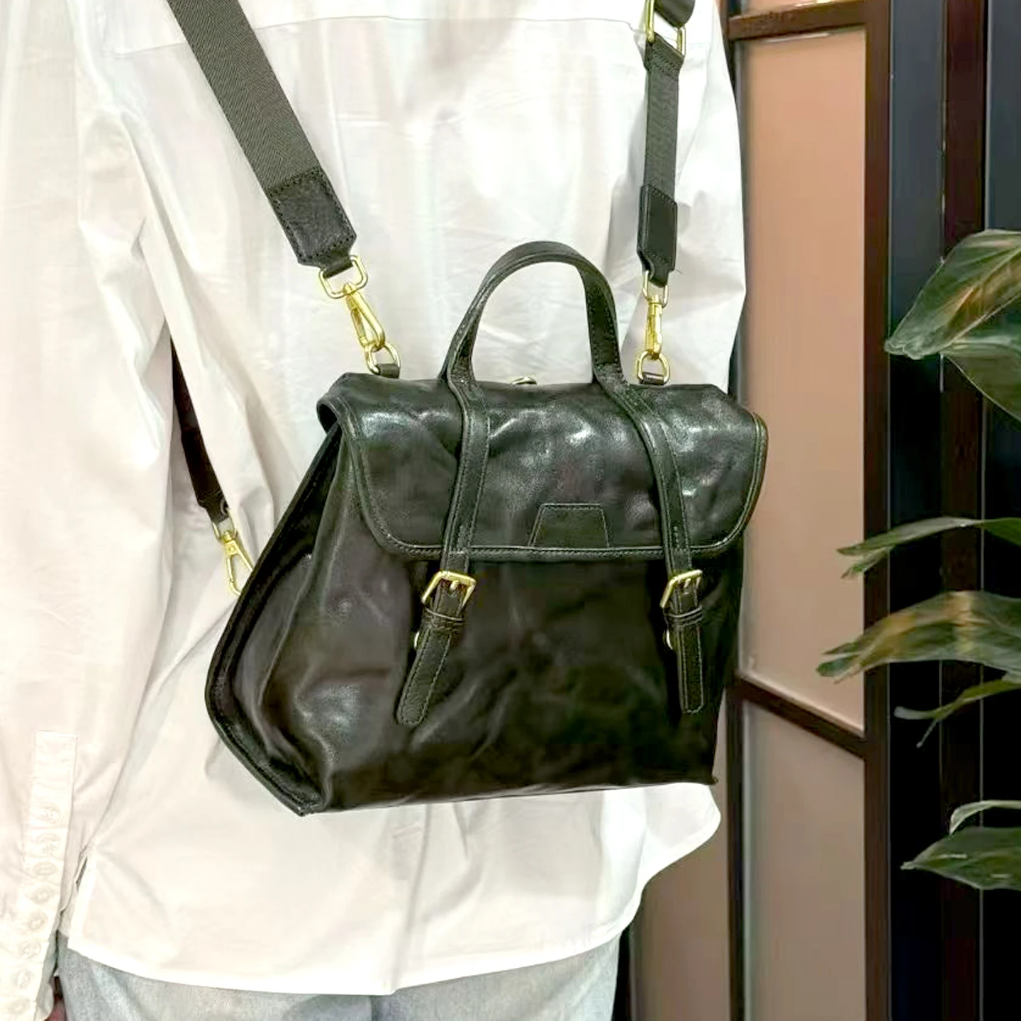Vintage Mini Genuine Leather Backpack Women Small Shoulder Bag Rucksack Multi-function Handbag Crossbody Bag Daypack Cowhide