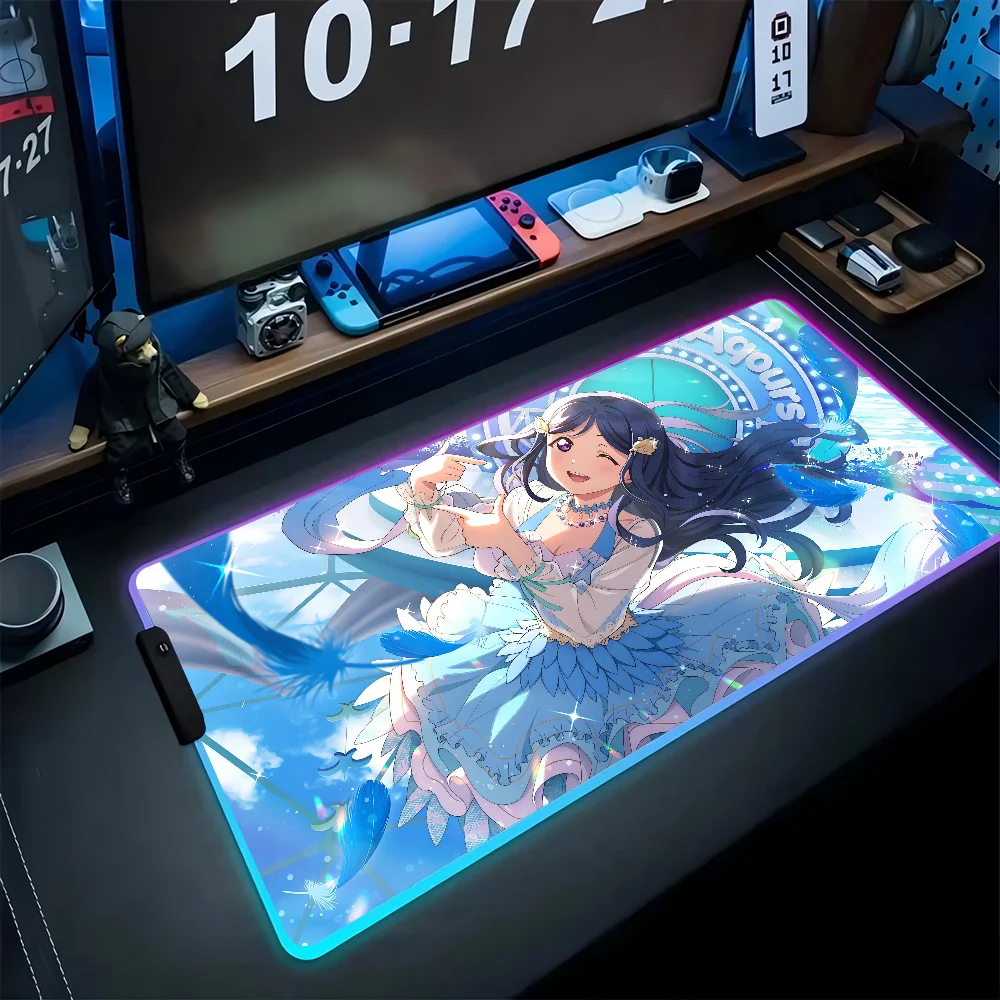 

Anime Girl M-Matsuura-Kanan Mousepad XXL RGB Gaming Mouse Pads HD Black Gamer Accessories Large LED