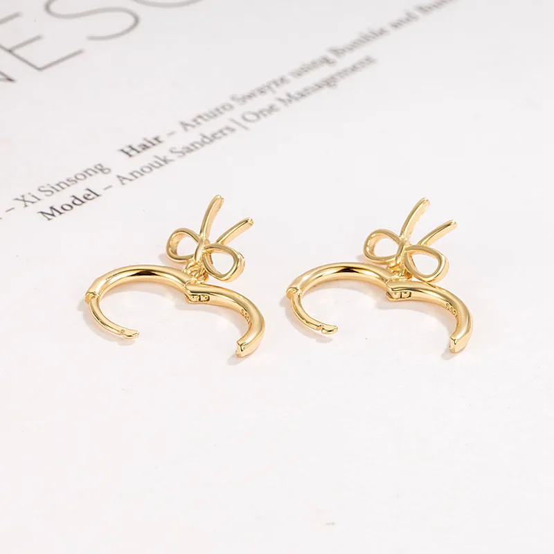 Fashion Hollow Out Bowknot Ear Buckle Earrings for Women Elegance Korean Hanging Earring Bestie Birthday Party Piercing Jewelry