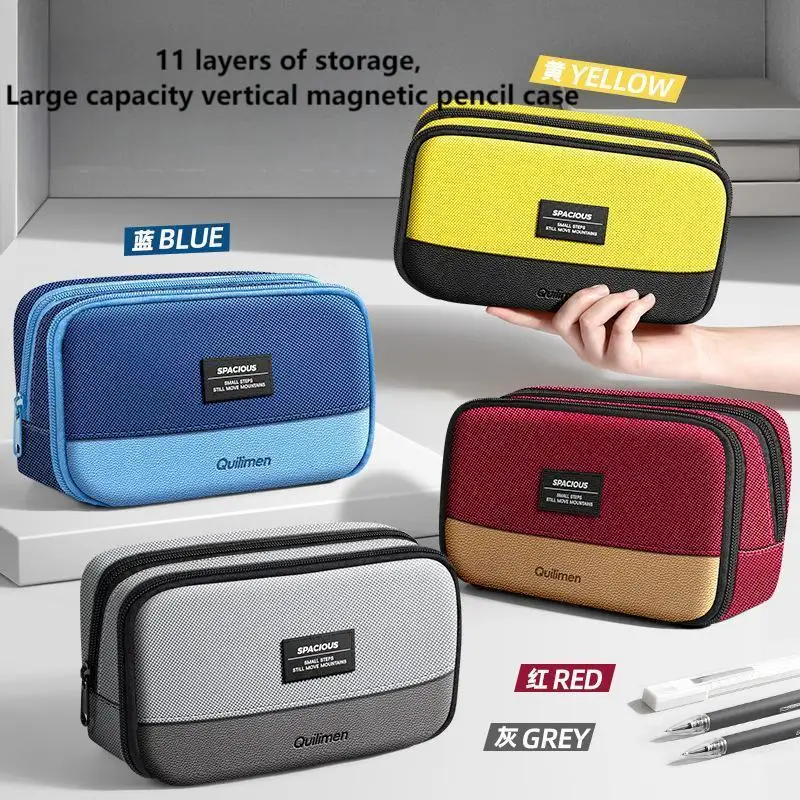 

New MagneticFoldable Stand up Pencil Holder Organizer, 11th floor Large Capacity Portable Pencil Box for School Office Supplies