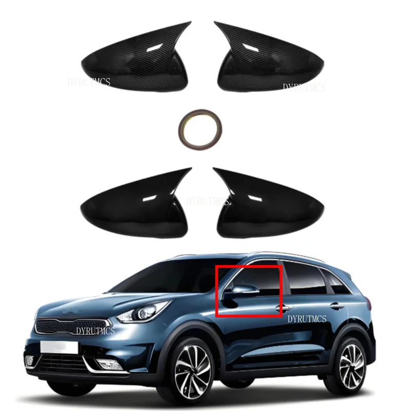 

Rearview Side Mirror Cover Fit For Kia Niro DE 2016 2017 2018 2019 2020 2021 Wing Cap Outdoor Door View Case Trim Carbon Fiber