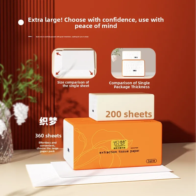 8-24 Packaging 360 Sheets Of Pull-out Tissue Paper 4 Layers 90 Puffs/pack Soft Facial Tissue Paper Large Bag Of Toilet Paper