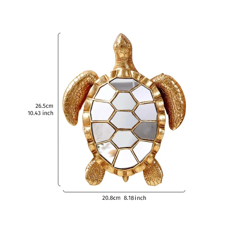 Golden Sea Turtle Resin Handicraft Mirror Surface Turtle Pendant Background Wall Decoration Mirror Statue Home Decoration