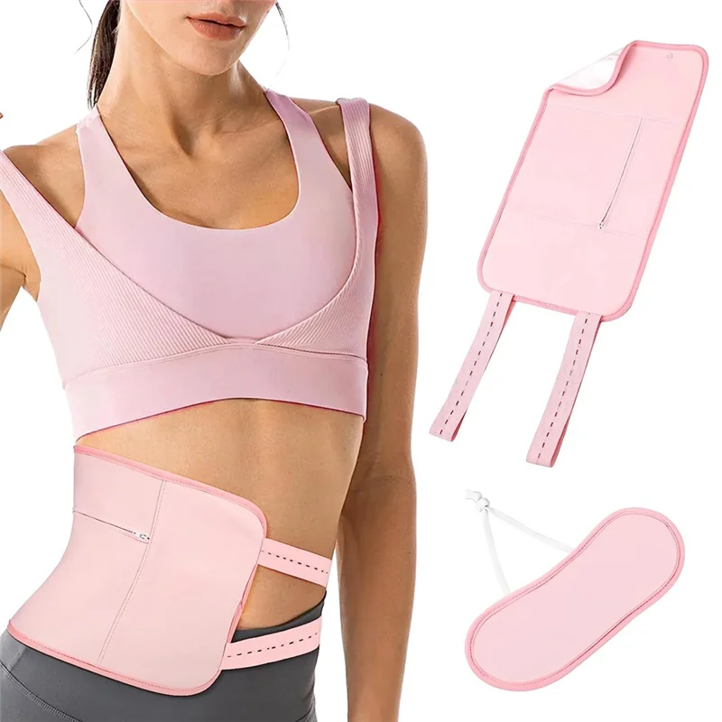 Pack d'huile de ricin réglable et réutilisable, sangle ronde élastique, lavable en machine, anti-fuite d'huile, rose