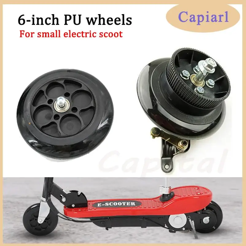 Size 6 inch 140mm Pu solid front or rear wheel with Drum brake kit for small electric scooters Mini folding scootertyre