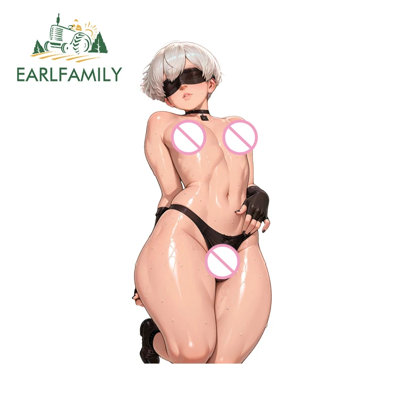 EARLFAMILY Genshin Impact Femboy ملصقات السيارات الفينيل JDM مثير فوتا شخصية الجذع ملصق مائي مناسبة لنوافذ اكسسوارات السيارات
