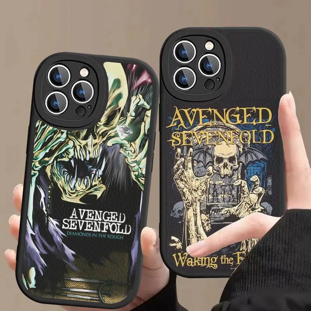 A-Avenged S-Sevenfold Band Leather Phone Case For iPhone 16 15 14 13 12 11 Pro Max Plus Shockproof Cover