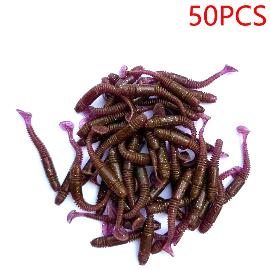 50 pçs t cauda grub worm vibrotail tioga isca de silicone macio wobblers artificiais para shad pique carpa corrico iscas de pesca swimbait