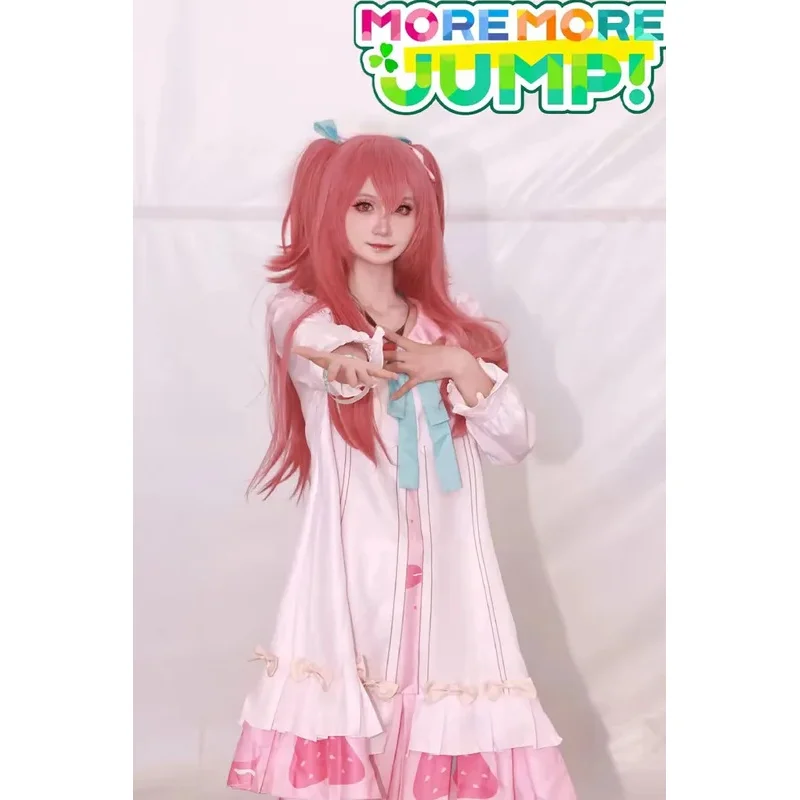 كوس مور القفز تأثيري مشروع Sekai الملونة المرحلة الفذ زي موموي ايري الوردي لوليتا فستان هالوين البدلة شعر مستعار goi/6