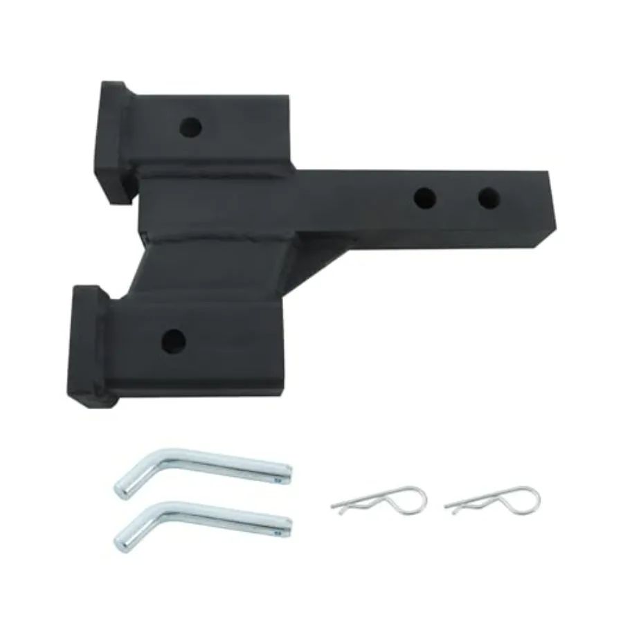 

Trailer Dual Hitch Extender Adapter 2-inch and 4-inch Rise Drop 2-inch Recver 2-inch Solid Shank 10000lbs Ccity Steel Black