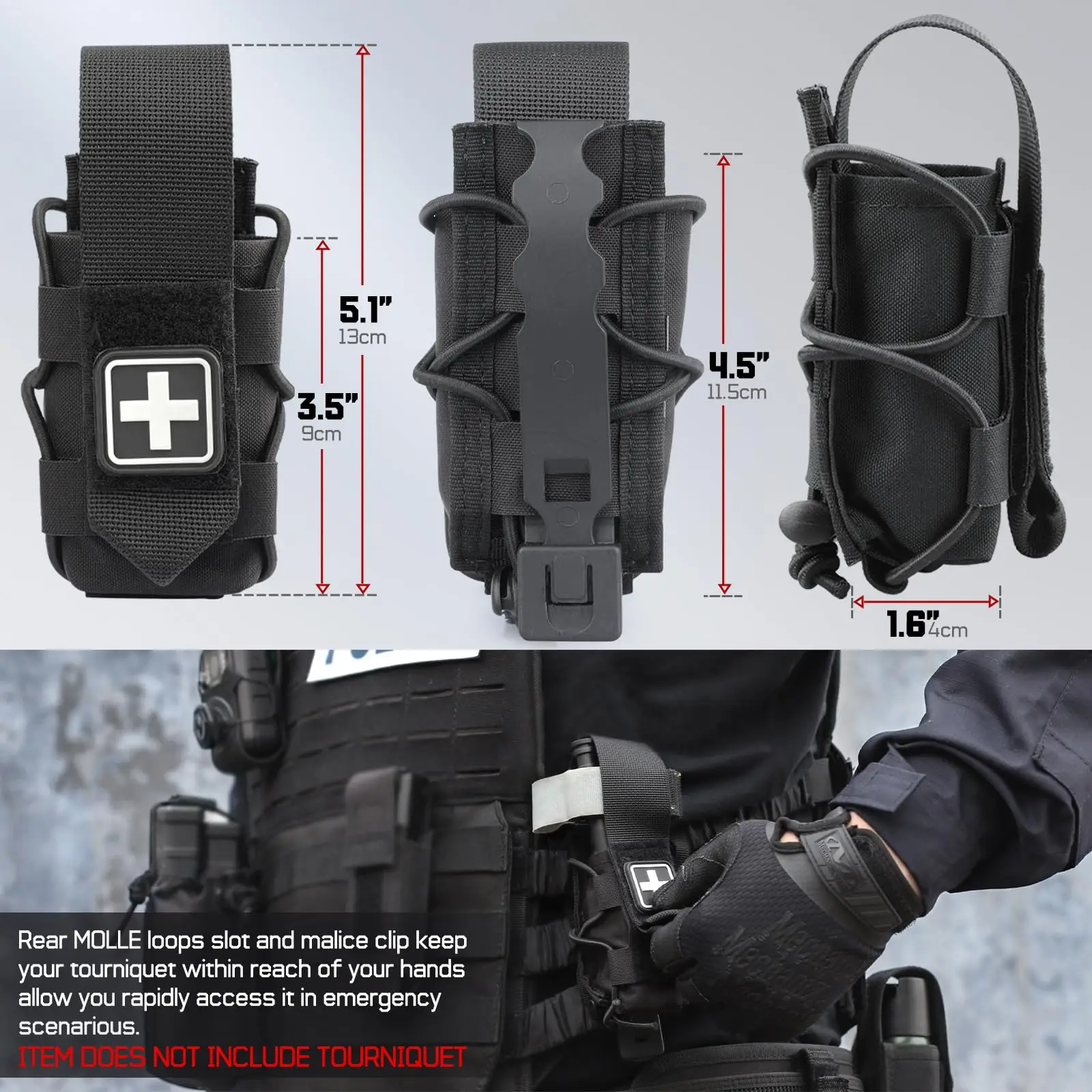 Funda porta torniquete táctico MOLLE – Soporte IFAK para botiquín - imagen 2