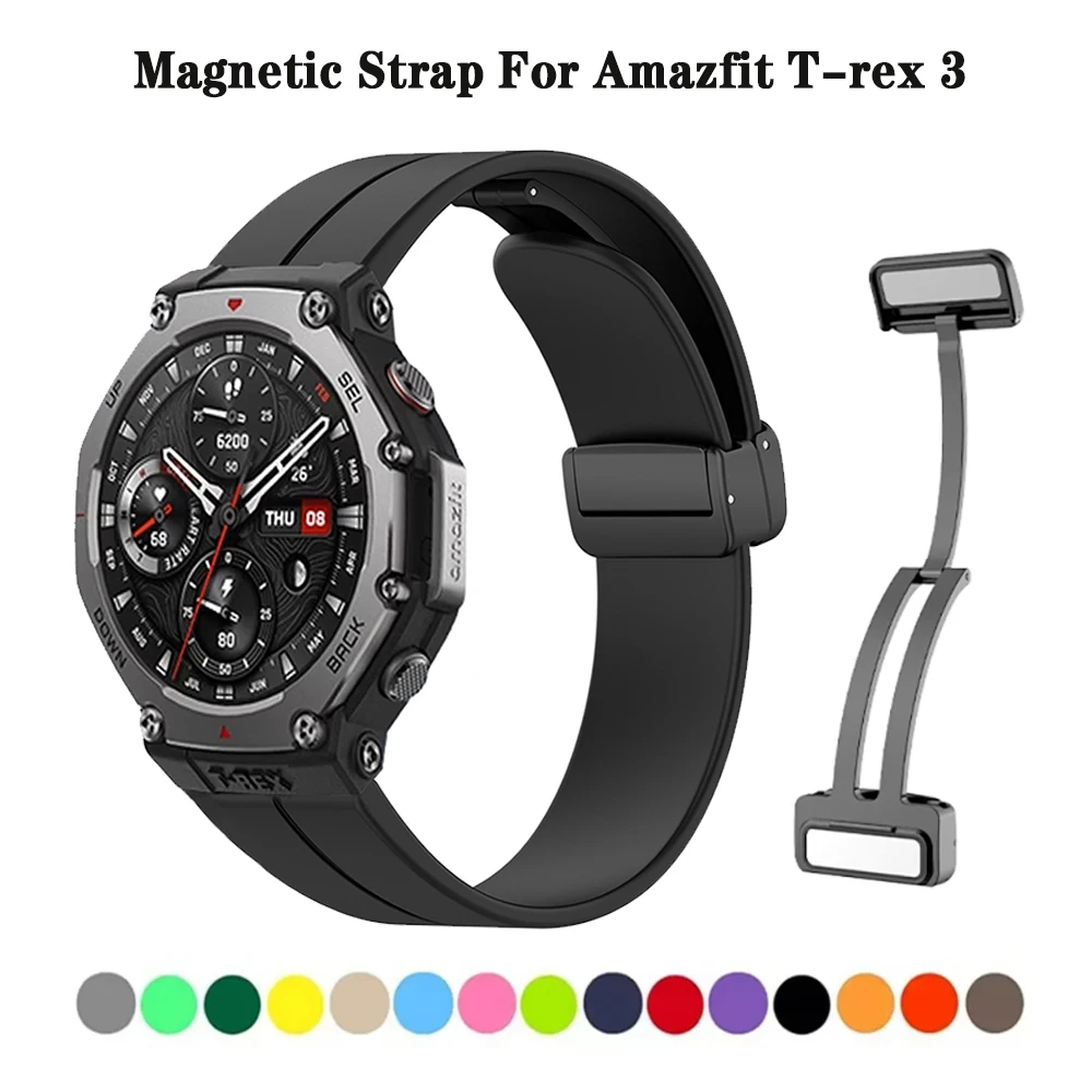 Magnetic Silicone Strap For Amazfit T-rex3 2 Smartwatch Watchband Bracelet Sport Band For Huami Amazfit T-rex 3 band Accessories