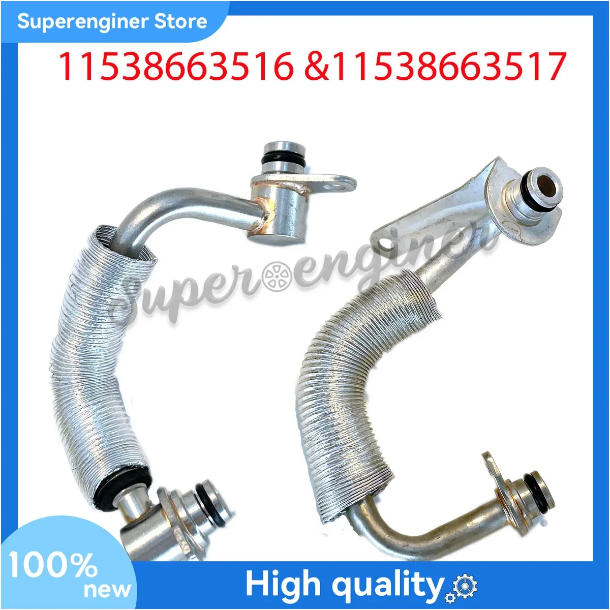 

2PCS 11538663517 11538663516 Left+Right Engine Turbocharger Coolant pipe for BMW X3 X4 F10 F11 F18 F30 F32 F35