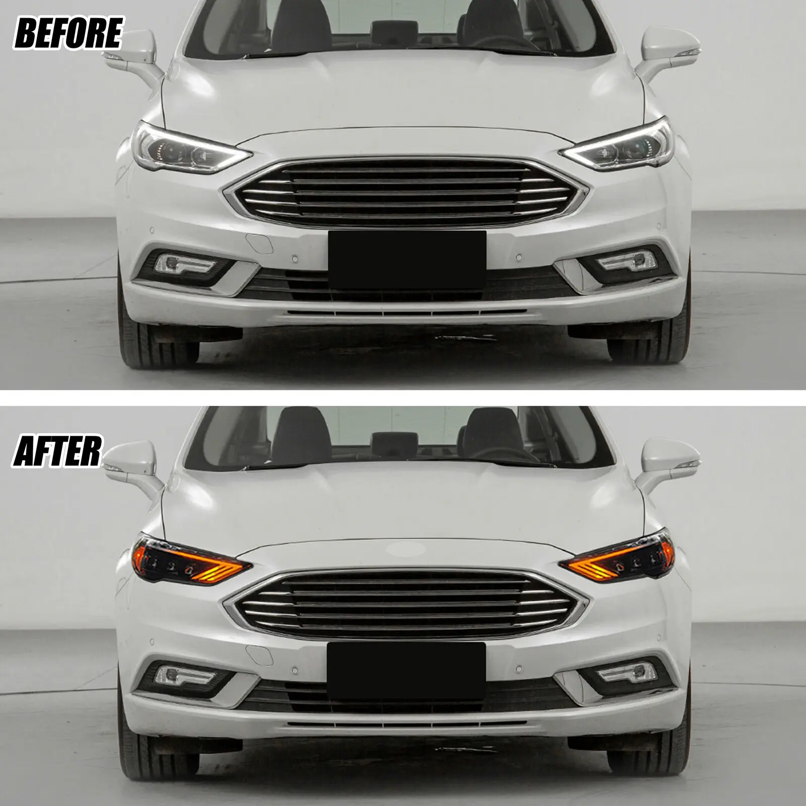 المصابيح الأمامية LED لفورد فيوجن مونديو 2017-2020 S SE التيتانيوم الرياضة DRL العارض متتابعة بدوره إشارة مجموعة المصابيح الأمامية #5