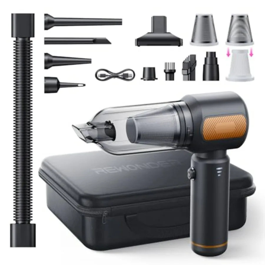 Car Vacuum Cleaner for Home Office Use, ABS Plastic Body, Black Color, 22000Pa Suction Power 7800mAh Long-Lasting Battery