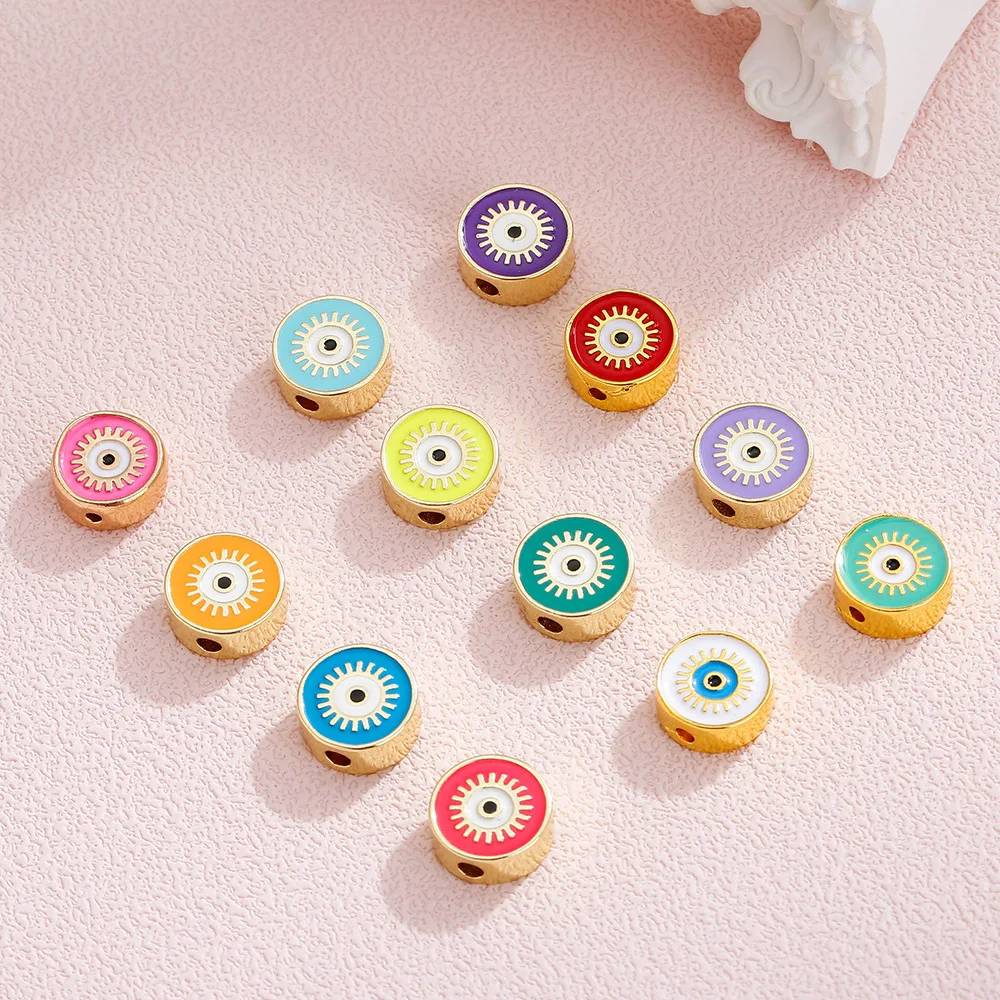 

DIY12 Цветной глаз дьявола, круглый медный аксессуар, масляная бусина, нить для бусин, ювелирный аксессуар