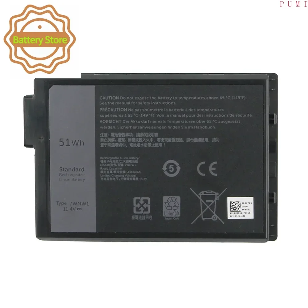 7WNW1 For Dell Latitude 5420 5424 7424 RUGGED Replacement Battery High Quality Batteries With Tool 4342mAh