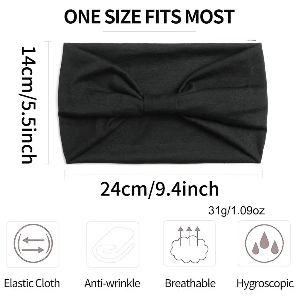 عصابة رأس عصرية واسعة من حجر الراين قابلة للتمدد وعصرية بلون سادة عمامة متعددة الاستخدامات للنساء