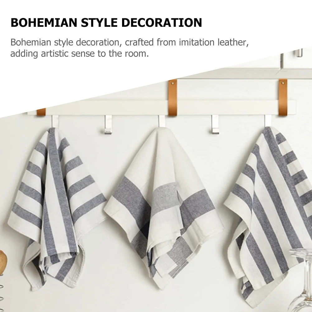 

4pcs Wall Hooks Set for Hanging Curtains Towels Decorative Strap Mount Curtain Rod Hangers Loop Holder