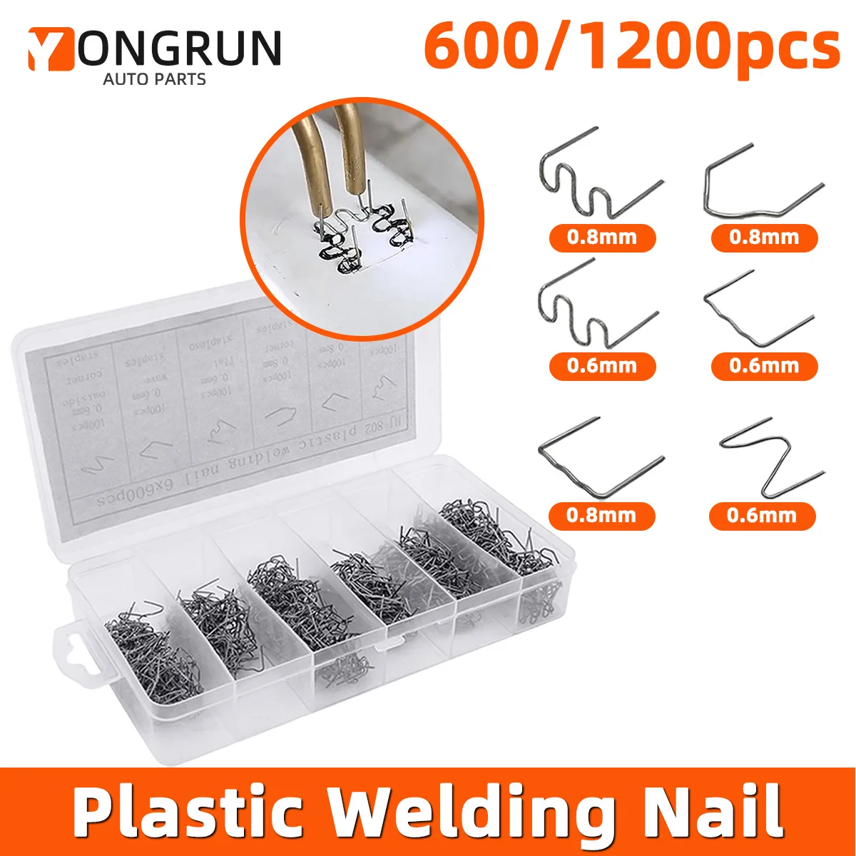

YONGRUN 600/1200 шт. термоплавкие гвозди, сварочная проволока, комплект для ремонта автомобильного бампера, пластиковые сварочные гвозди, используемые для ремонта автомобильного бампера