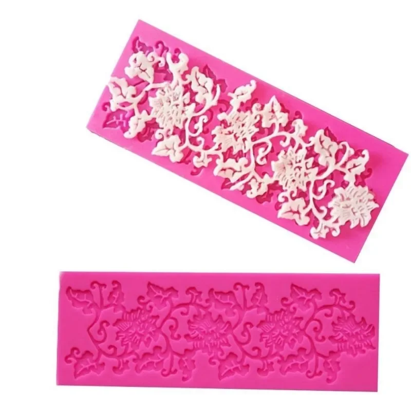Lace Flower and Leaf Sugar Process Silicone Lace Embossed Cake DIY Mold Candy Decoration Mold Pad