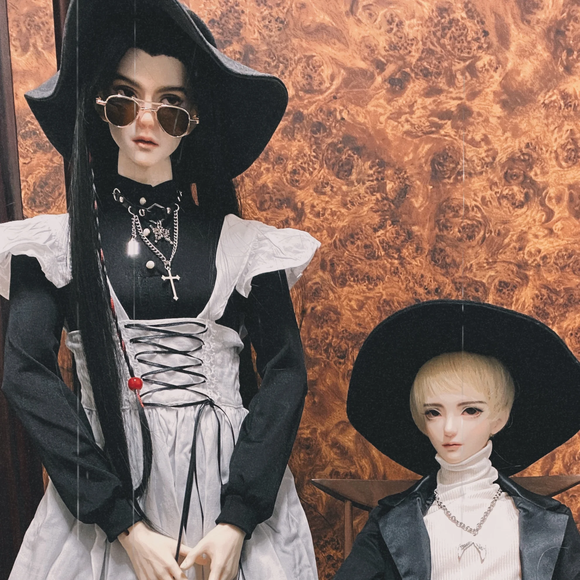 

A52 children handmade toy 1/3 1/4 Uncle Doll BJD/SD doll Accessories black white grey big brim top hat 1pcs