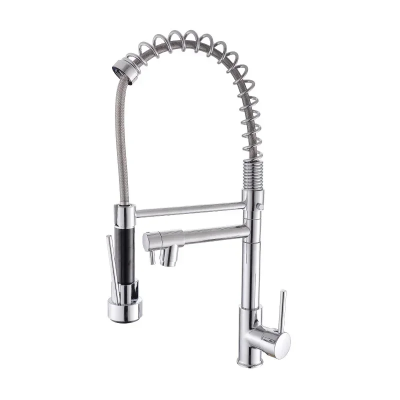 Bathroom Accessories, Dual Function Kitchen Spring Hot and Cold Pull-out Faucet