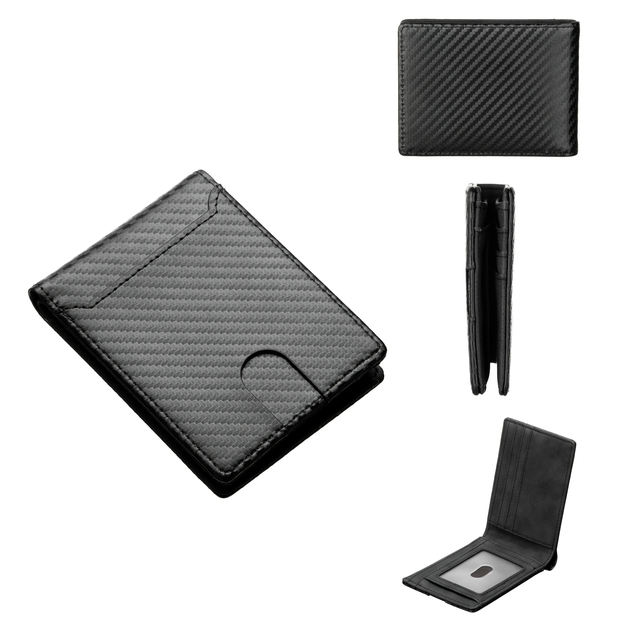 1Pcs Business Simple Men's Wallet Carbon Fiber Texture Multiple Card Slots Design with Transparent Card Slot Lightweight and Stylish Great Gift Choice