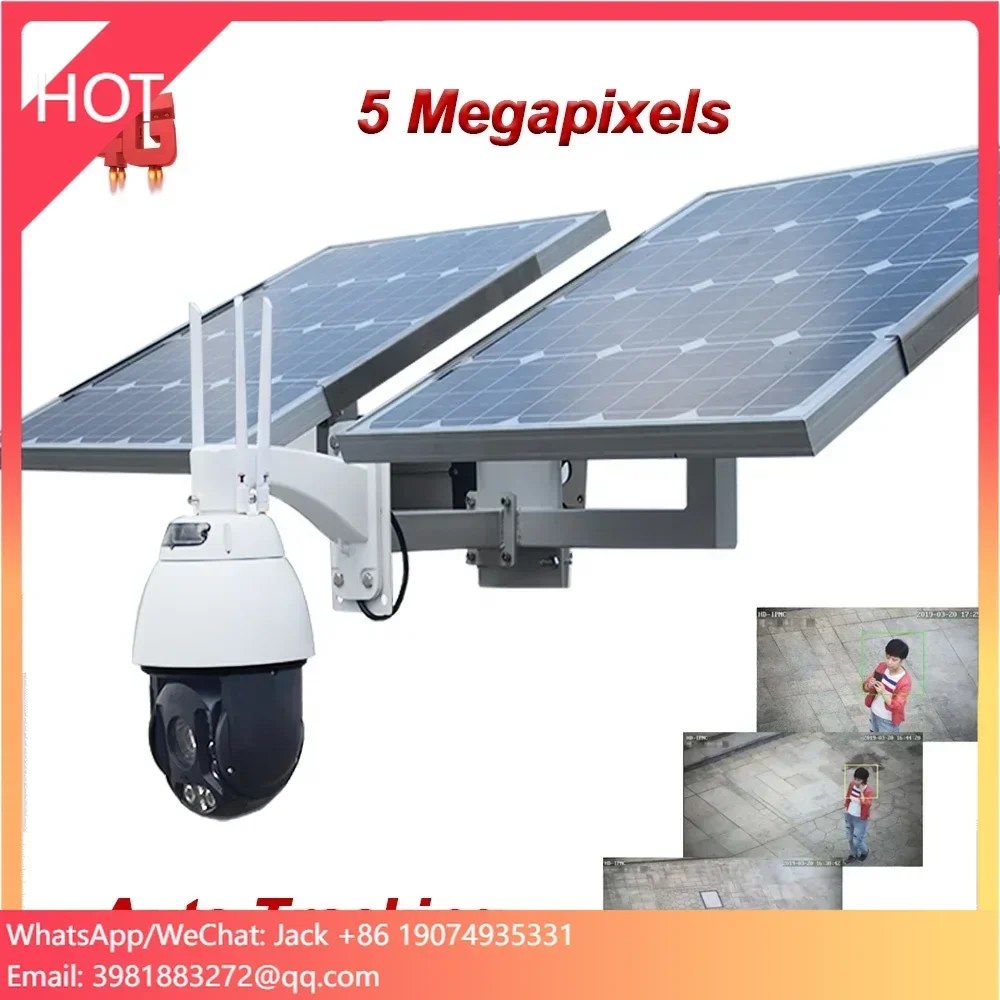 

5MP Wireless Wifi 4G Auto Tracking Speed Dome PTZ Camera 30X ZOOM 120W Solar Panel Energy 40Ah Li-battery Kit H.265 2WAY Audio