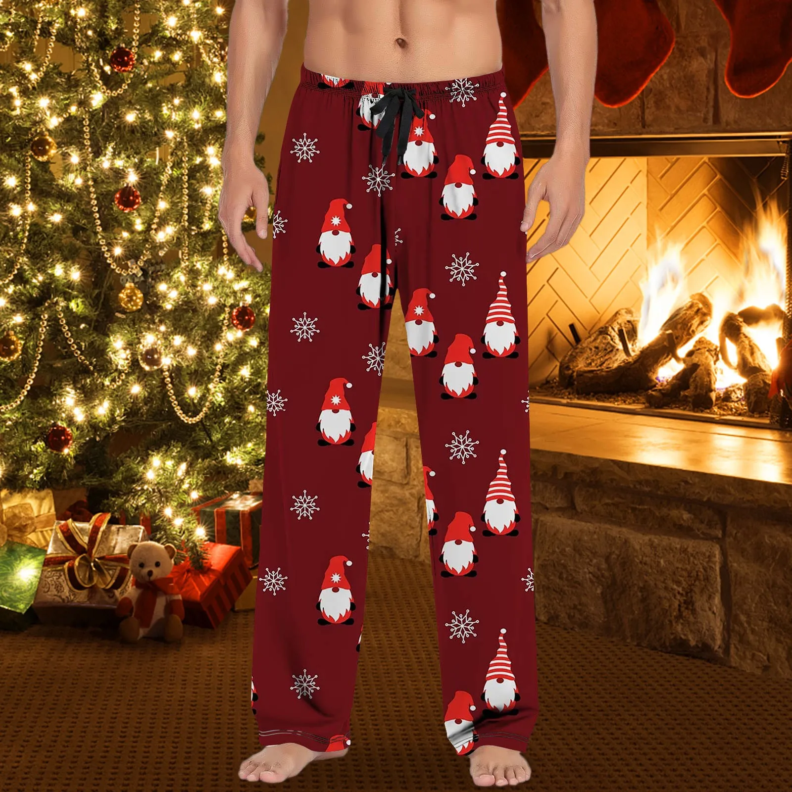 Mens Christmas Mens Casual Pants Pajama Pants With Drawstring And Pockets Training Pants Men Little