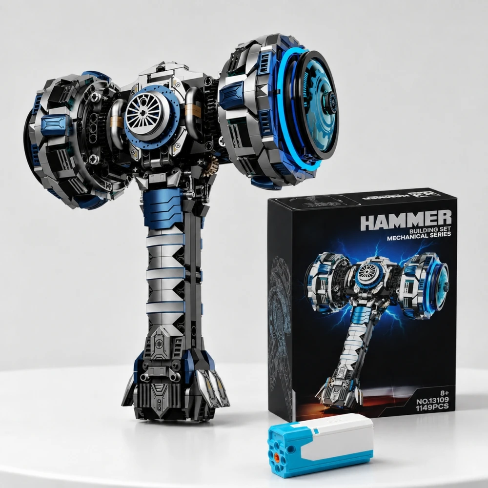 

Mechanical Model Building Blocks, 1149Pcs Technical Motorized Electric Thor Hammer MOC Bricks, Father Day Summer Gift