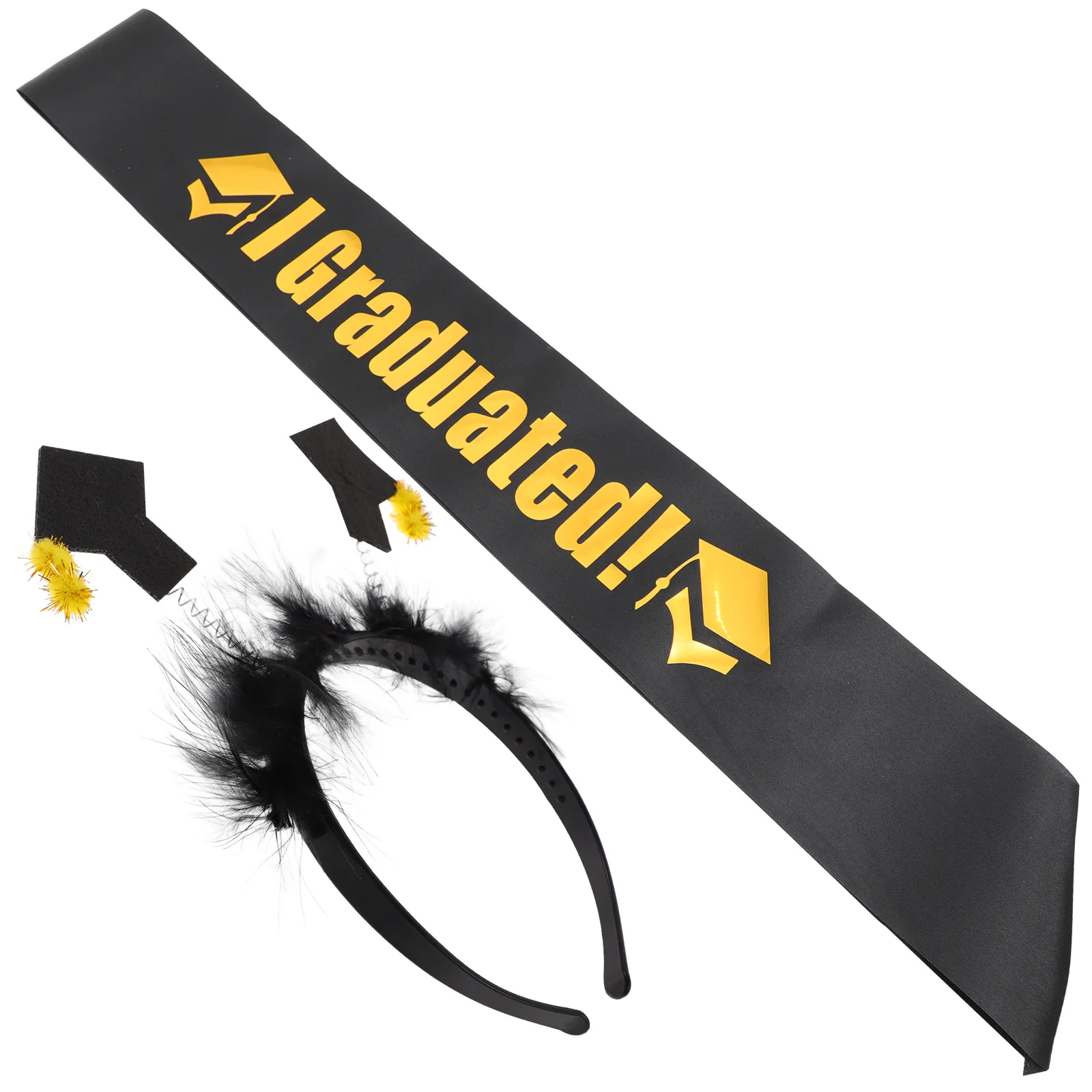 

Doctor Hat Set Graduation Accessories Sash Satin Graduation Hat Headband Mini Cap Hairband Student Party Decorations