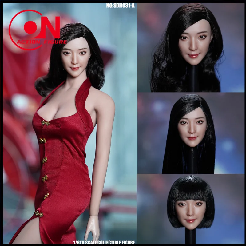 In Stock SUPER DUCK SDH031 1/6 Scale Asian Beauty Female Head Sculpt Model Fit 12