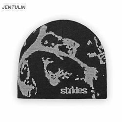 Women Hat Knitting Beanie Splatter Cap Men Y2k Streetwear Winter Fashion Strides Pullover Kpop Harajuku Vintage Warm Unisex Goth