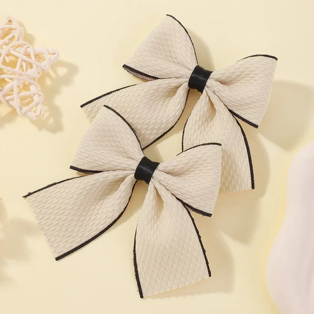 

RAINBOW BOWS 2Pcs Houndstooth Bowknot Hairclip for Girls Classic Plaid Pattern Nylon HairgripesTemperament Pearl Hair Accessory