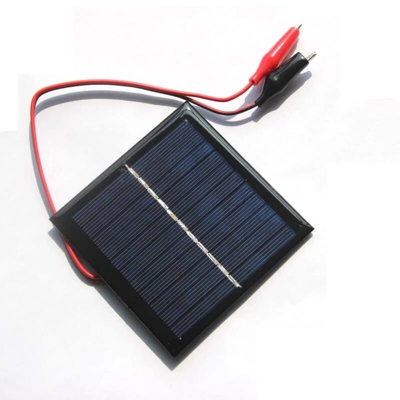 BUHESHUI 1W 5,5 V Mini célula Solar con pinza de cocodrilo para carga de batería de 3,7 V Panel Solar cuadrado 95*95MM 10 Uds