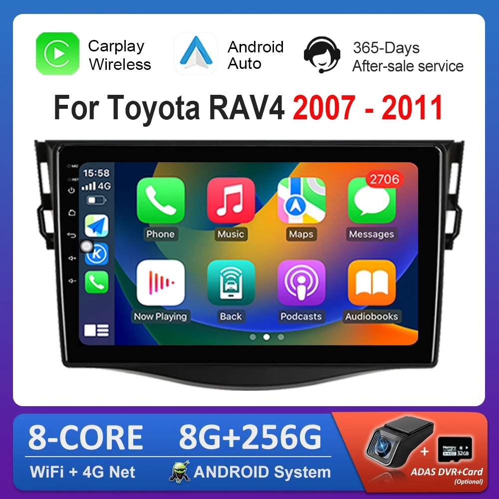 

Автомобильный радиоприемник-мультимедийный плеер для Toyota RAV4 2007-2011 GPS Navi 4G IPS Экран Android Система головное устройство WiFi Carplay Автоинструменты