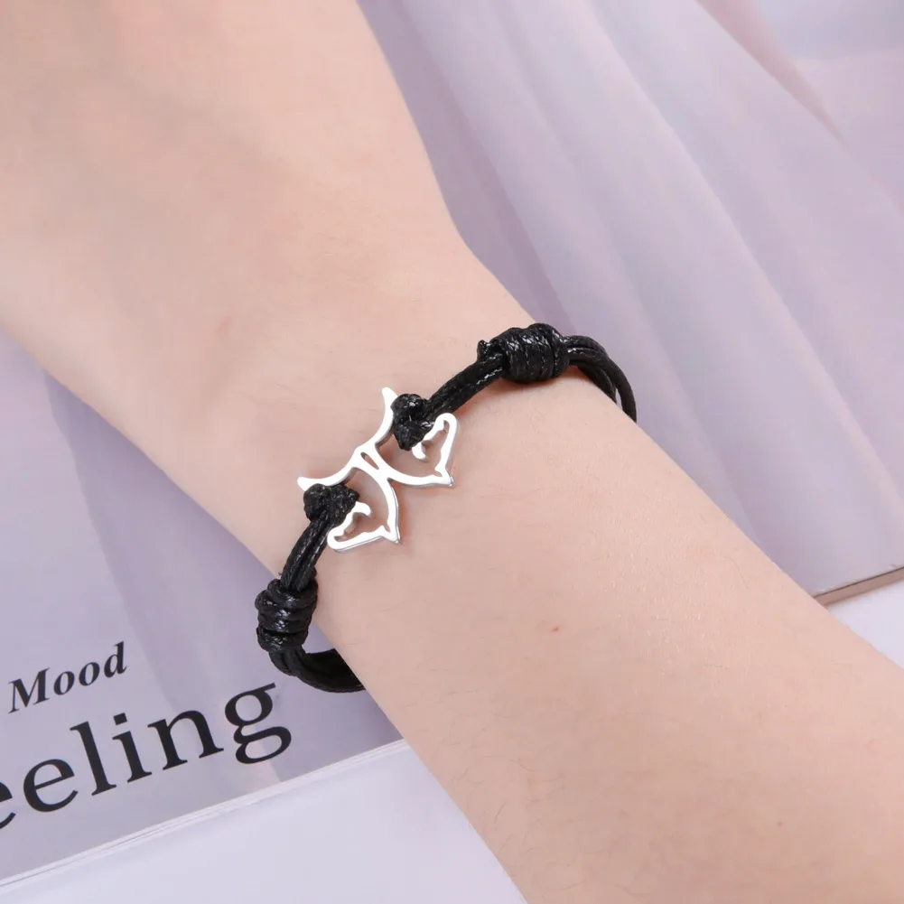 Openwork Double Horse Head Pendant Bracelet Stainless Steel Adjustable Bracelet Fashion Jewelry for Men Women Birthday Gifts