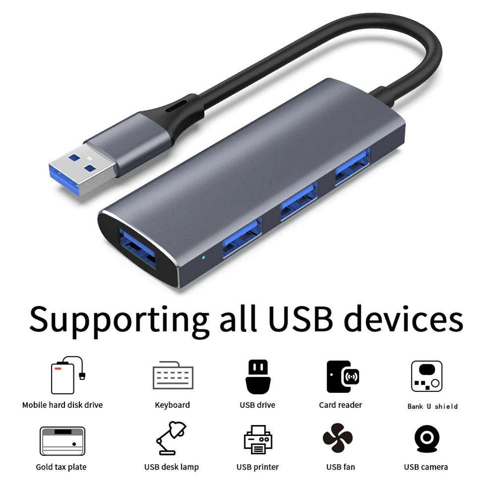 A42T-4-In-1 Portable USB 3.0+3X USB 2.0 Docking Station Hub Splitter Multiport Adapter