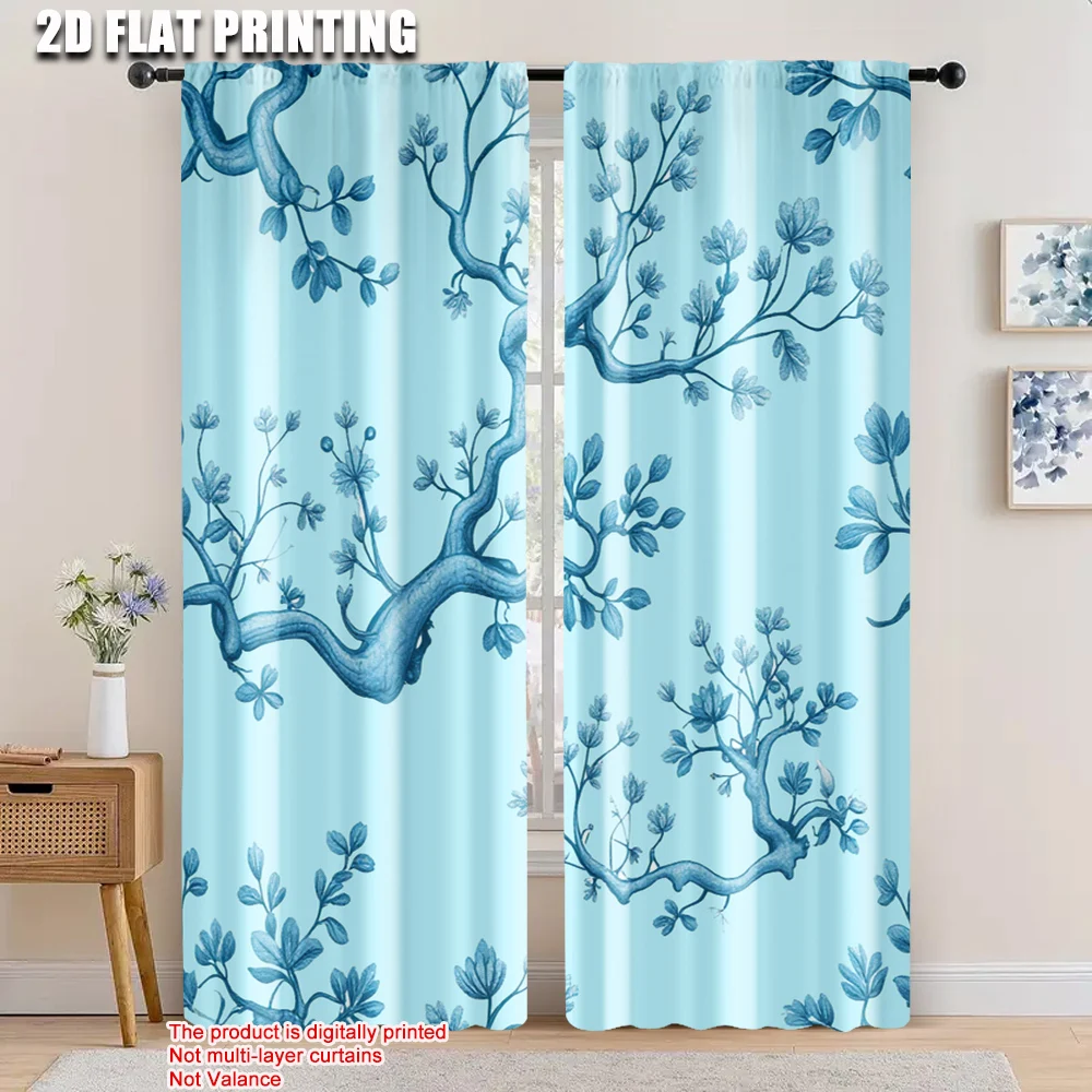

2pcs, 2D flat printing Party Curtains Trees forests jungles Polyester,Without Electricity Spring Party & Holiday Decor Perfect