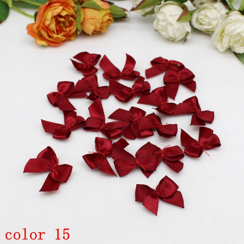 50-100 Stück/Packung 2*2,5 cm kleine Dacron Band Bogen Blume Handwerk Dekoration Handarbeit DIY Party Dekoration farbige Band Schleifen – Detail 23
