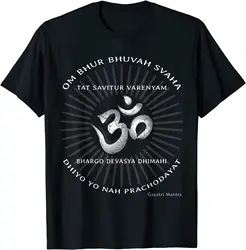 Gayatri Mantra Shirt Om Symbol Spiritual Indian Sanskrit T Shirt. Short Sleeve 100% Cotton Casual T-shirts Loose Top Size S-3XL