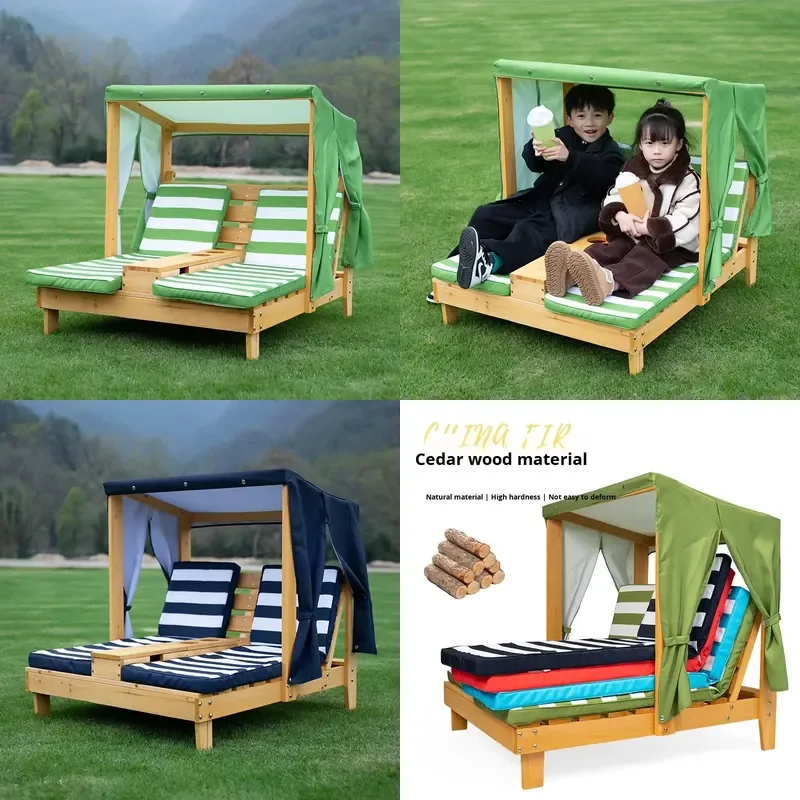 for Children Bamboo Outdoor Beach Chaise Lounge with Backrest Double Sofa Chair Furniture for  and Pets