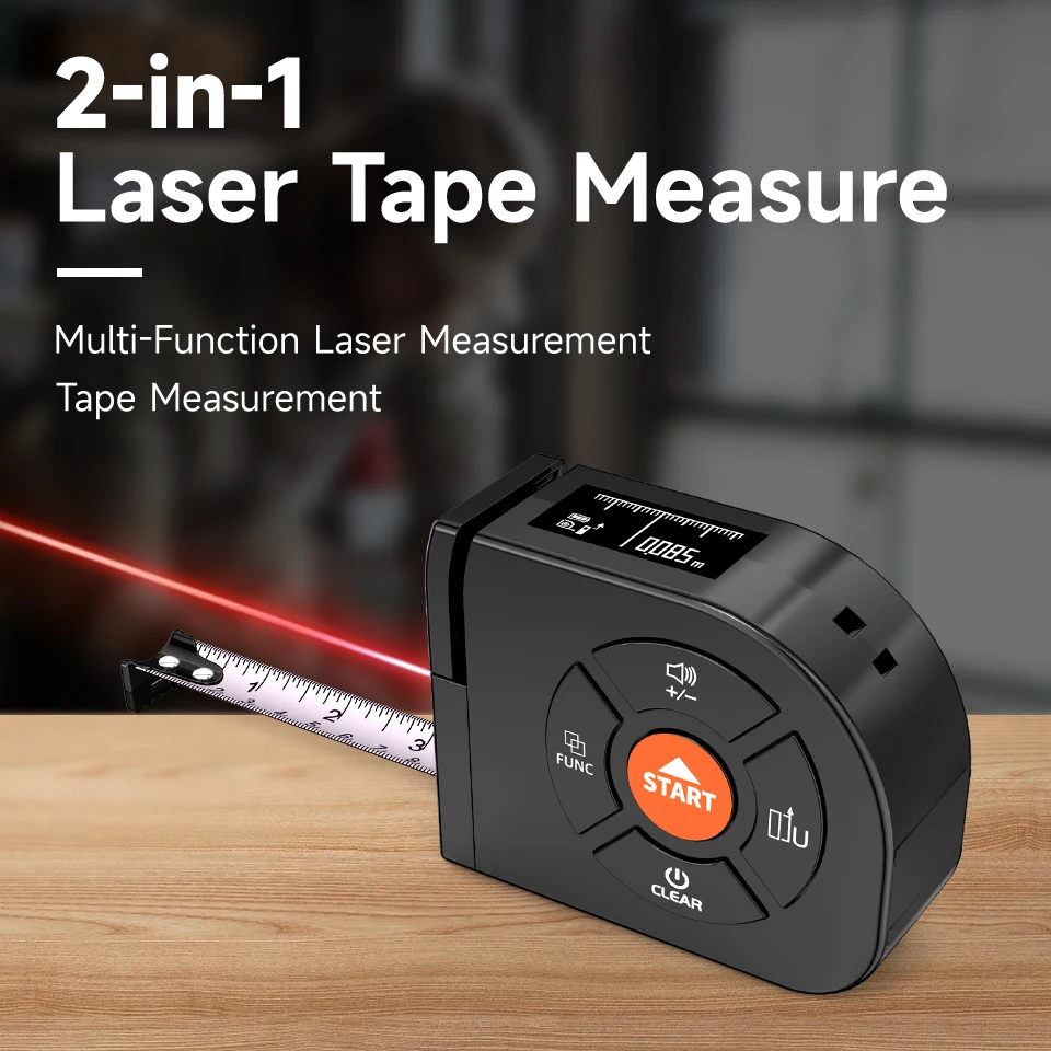 

Aicevoos Rechargeable 2 in 1 Tape Measure and Laser Distance Meter, 50M 100M High-Precision Digital Tape Measure RangeFinder