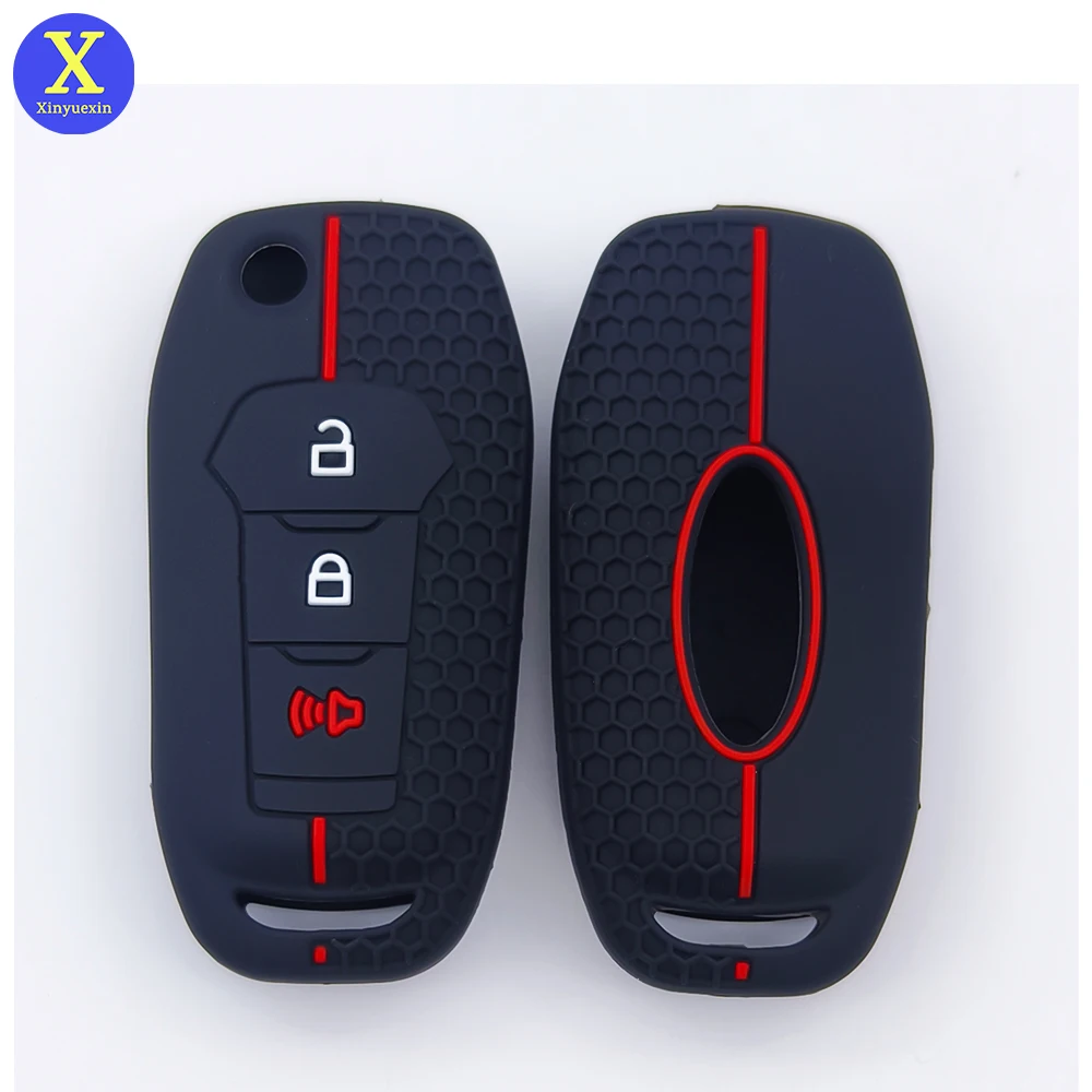

Силиконовый складной чехол для ключей Xinyuexin для Ford Bronco F-150-250 Explorer, 3-кнопочный защитный чехол для дистанционного ключа, 2 шт./лот