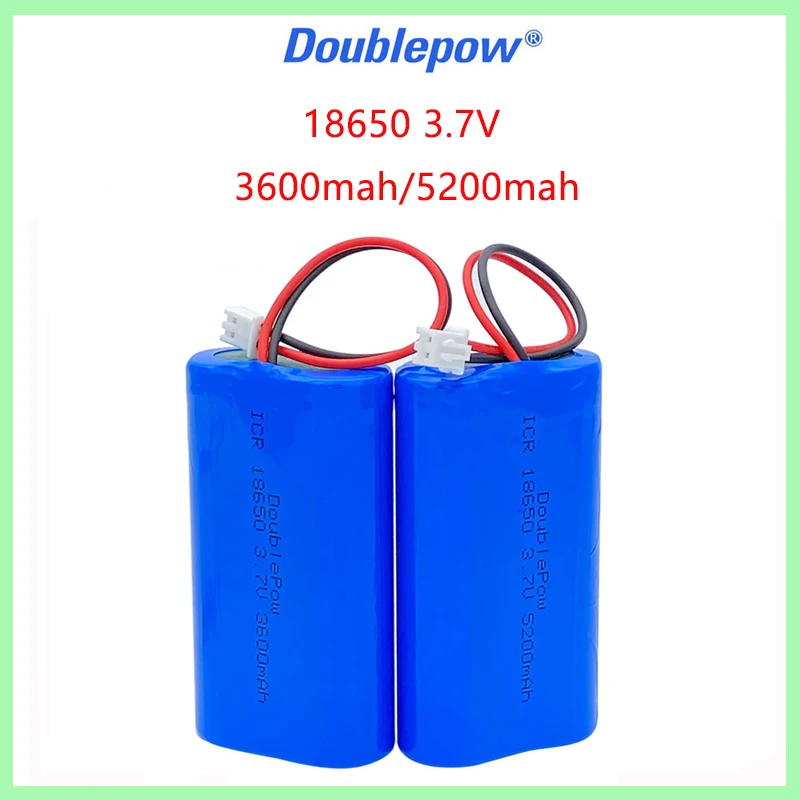 

3.7V 18650 lithium battery pack 3600/5200mAh Rechargeable battery pack,monitoring equipment, protection board+XH2.54-2P Plug