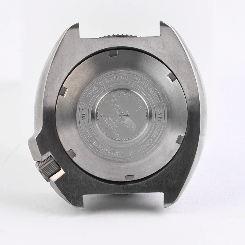 HEIMDALLR 6105 거북이 티타늄 전복 다이빙 시계 케이스 NH36 NH35 무브먼트 200m 방수 저항 투명 케이스 백