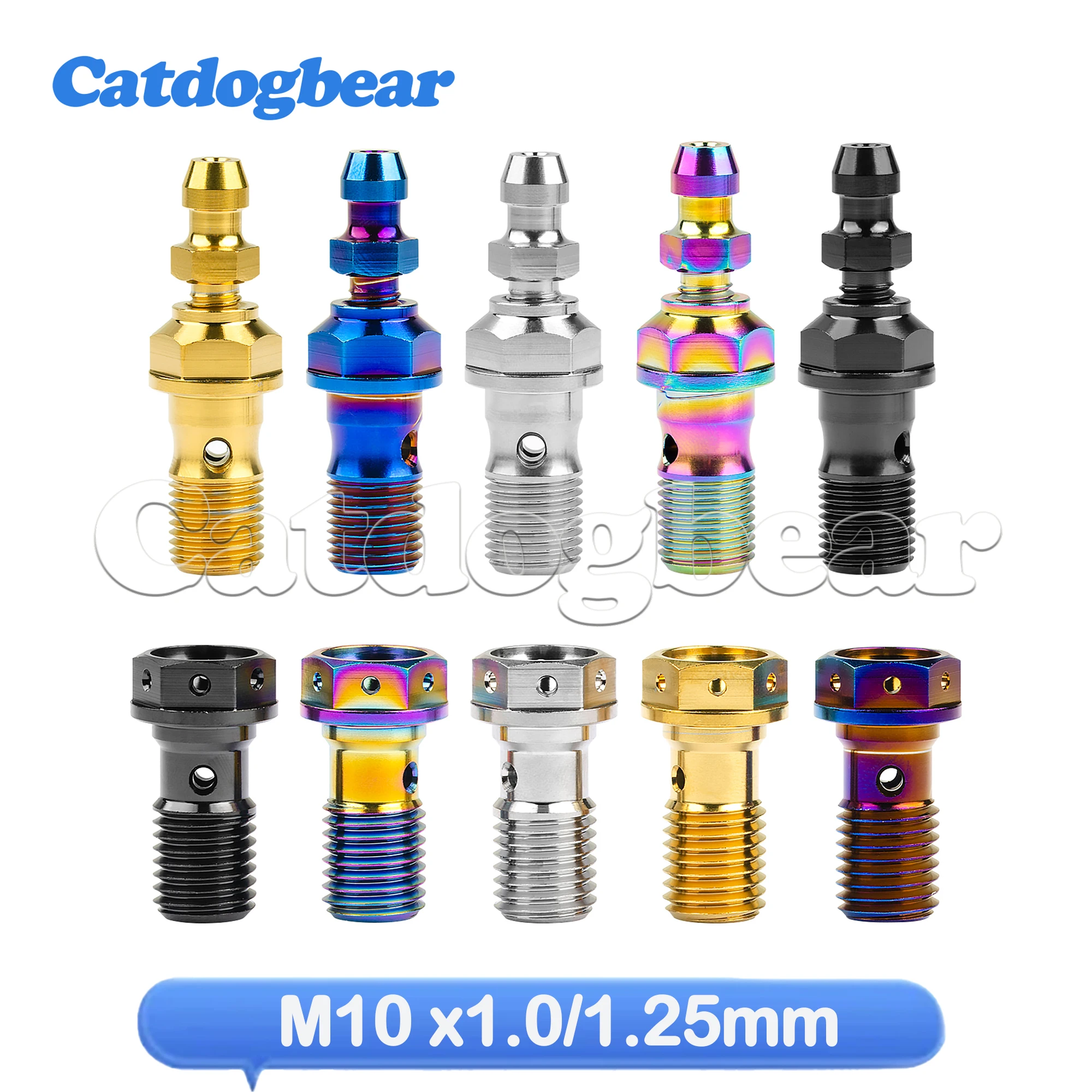 Catdogbear Titanium Bolt M10x1.0/ 1.25mm Banjo Bolt for Brembo Brake Lin&Single Hole Clutch Bolt with Bleeder Valve